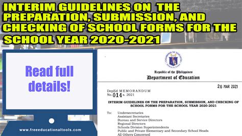 guidelines on the preparation and checking of school forms 2024|March 26, 2021 DM 014, s. 2021 .